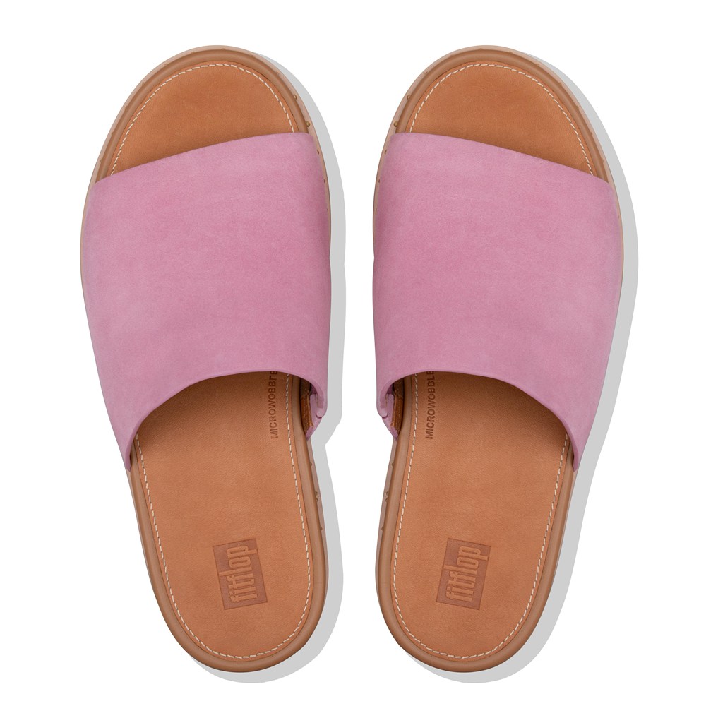 Fitflop Womens Wedge Pink - Eloise Espadrille Suede Slides - 06RQZPGIO